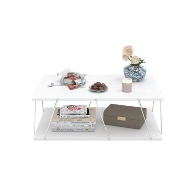 Home Canvas Tars Modern Coffee Table for Living Room White Chrome