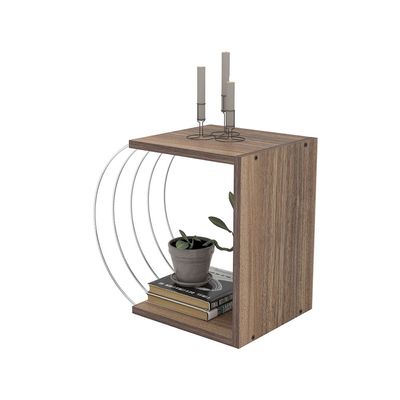 Case End table Walnut Chrome