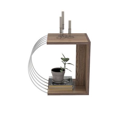 Case End table Walnut Chrome