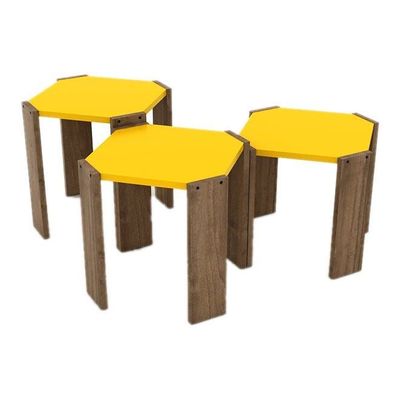 Hansel Nested Coffee Table Brown/Yellow 41 x 44.5 x 44.5centimeter