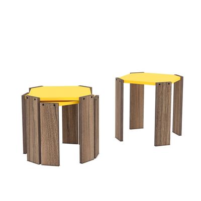 Home Canvas Hansel Nested Coffee Table Brown/Yellow 41 x 44.5 x 44.5centimeter