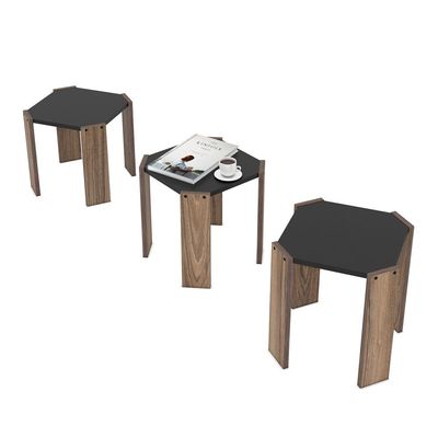 Hansel Nested Coffee Table Brown/Black 41 x 44.5 x 44.5centimeter