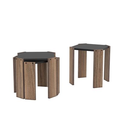 Hansel Nested Coffee Table Brown/Black 41 x 44.5 x 44.5centimeter