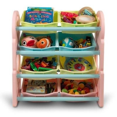 Multi-Bin Toy Organizer Pink/Yellow/Blue