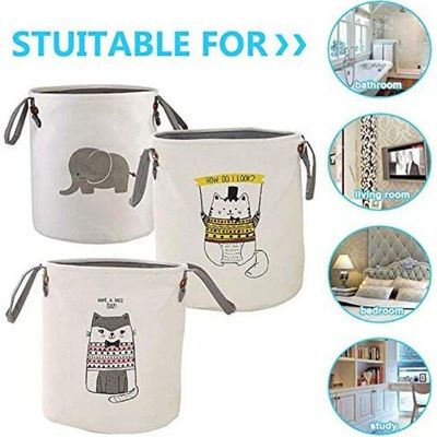 Cat Pattern Storage Basket White/Black