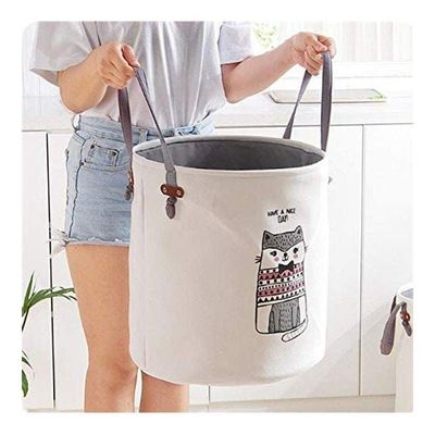 Cat Pattern Storage Basket White/Black