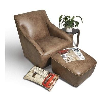 Home Canvas Roxy Arm Chair With Ottoman Brown 81.03 x 86.11 x 77.98cm