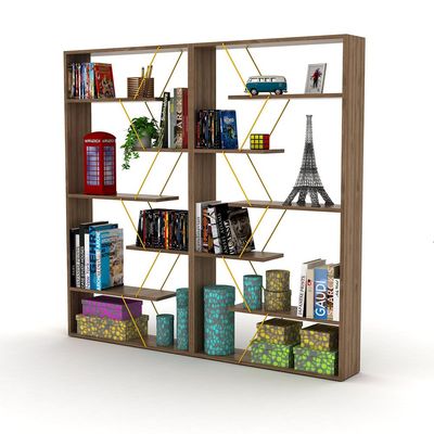 Home Canvas Tars Modern Bookshelf Brown/Gold 84x157x24cm