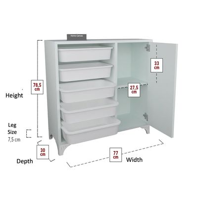 Home Canvas 5-Baskets Multifunctional Cabinet White 77x78.5x30cm