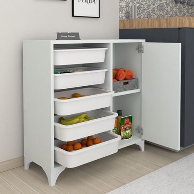 Home Canvas 5-Baskets Multifunctional Cabinet White 77x78.5x30cm