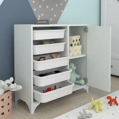 Home Canvas 5-Baskets Multifunctional Cabinet White 77x78.5x30cm