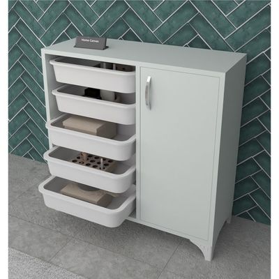 Home Canvas 5-Baskets Multifunctional Cabinet White 77x78.5x30cm