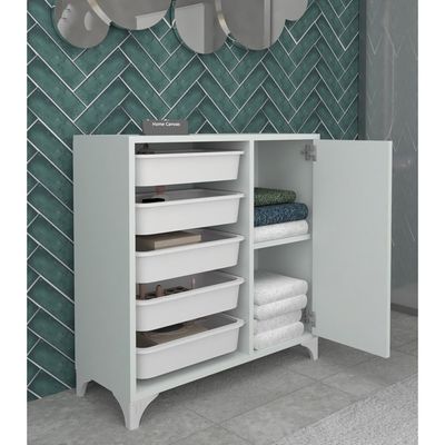 Home Canvas 5-Baskets Multifunctional Cabinet White 77x78.5x30cm