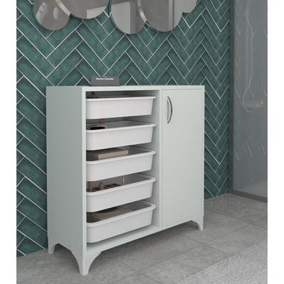 5-Baskets Multifunctional Cabinet White 77x78.5x30cm