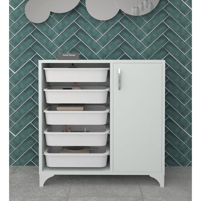 Home Canvas 5-Baskets Multifunctional Cabinet White 77x78.5x30cm