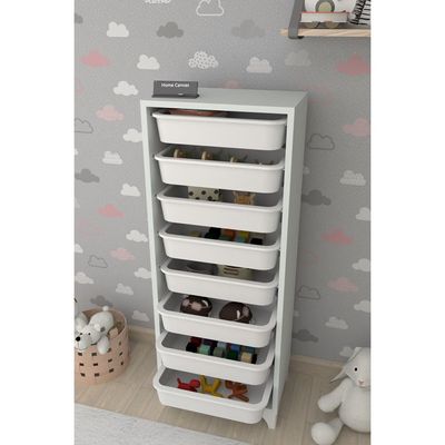 Home Canvas 8 Compartment Multi-Purpose Cabinet White 45x116.5x30cm