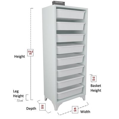 Home Canvas 8 Compartment Multi-Purpose Cabinet White 45x116.5x30cm