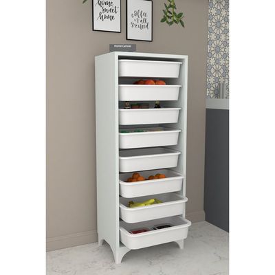 Home Canvas 8 Compartment Multi-Purpose Cabinet White 45x116.5x30cm