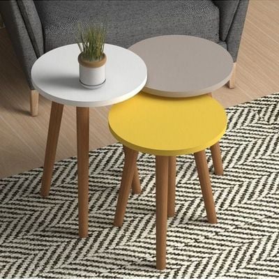 Roma Nested Coffee Table Set Of Three For Living Room Home Office Contemporary Stacking End Side Table Leisure Night Stand Wood Legs Telephone Table Multi Color 1