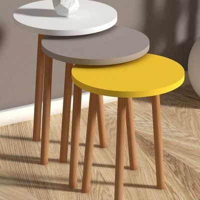 Roma Nested Coffee Table Set Of Three For Living Room Home Office Contemporary Stacking End Side Table Leisure Night Stand Wood Legs Telephone Table Multi Color 1