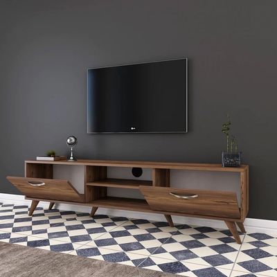 Home Canvas Tv Unit Modern Free Standing Tv Stand 180 Cm - Walnut