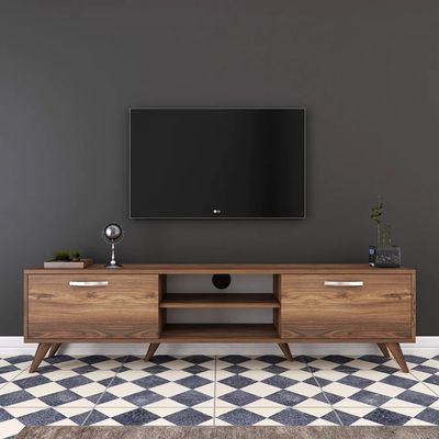 Home Canvas Tv Unit Modern Free Standing Tv Stand 180 Cm - Walnut