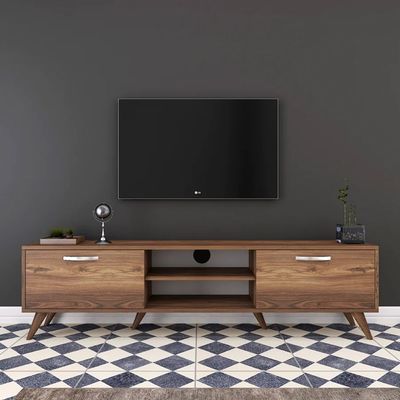 Home Canvas Tv Unit Modern Free Standing Tv Stand 180 Cm - Walnut