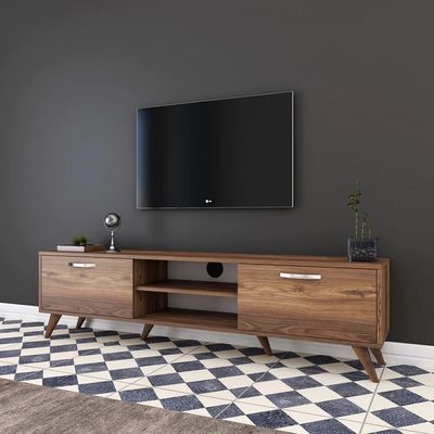 Home Canvas Tv Unit Modern Free Standing Tv Stand 180 Cm - Walnut