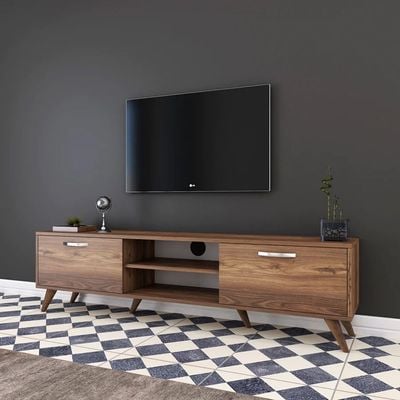 Tv Unit Modern Free Standing Tv Stand 180 Cm - Walnut