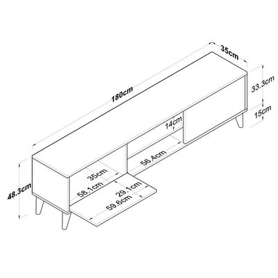 Home Canvas Tv Unit Modern Free Standing Tv Stand 180 Cm - Walnut