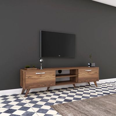 Home Canvas Tv Unit Modern Free Standing Tv Stand 180 Cm - Walnut