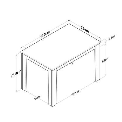 Kitchen Table Dining Table 110 X 72 Cm White