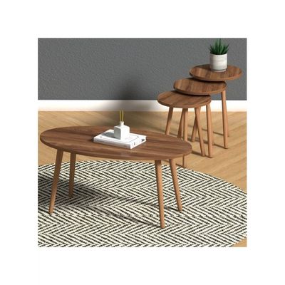 Elips Made In Turkey Modern Coffee Table Centre Table For Living Room, Easy Assembly Wood Legs