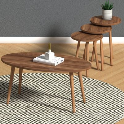 Elips Made In Turkey Modern Coffee Table Centre Table For Living Room, Easy Assembly Wood Legs