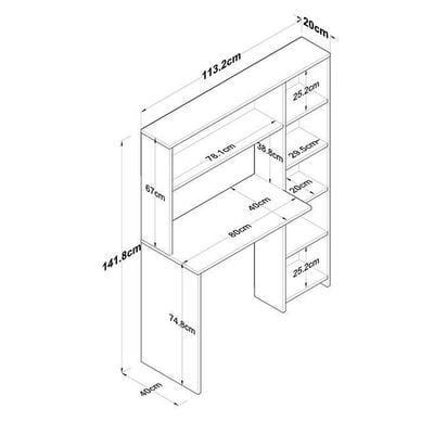 Home Canvas Computer Desk With Bookshelf And Shelves White