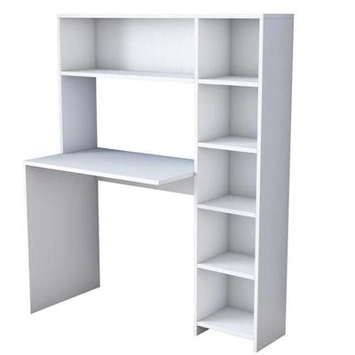 Home Canvas Computer Desk With Bookshelf And Shelves White