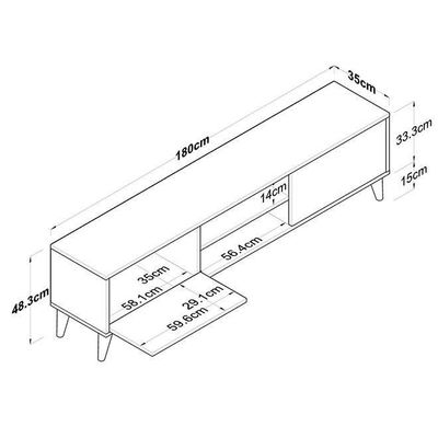 Tv Unit Modern Free Standing Tv Stand 180 Cm - White