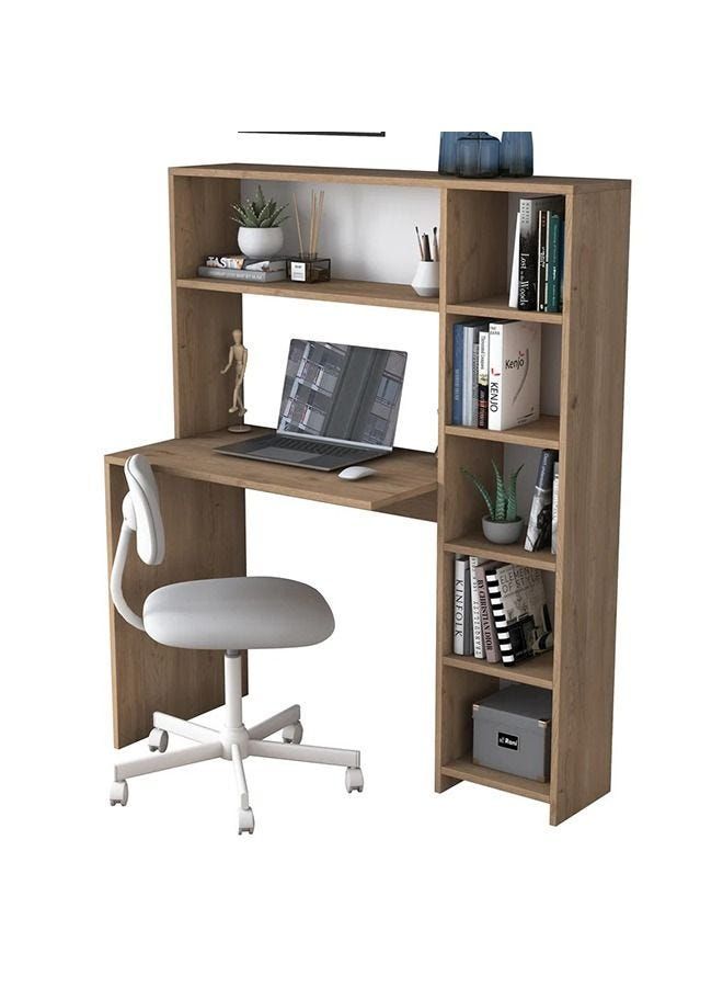 Desk with store bookshelf hutch