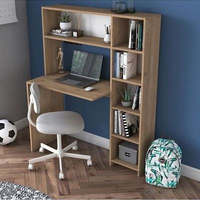 Computer Desk With Bookshelf And Shelves Walnut