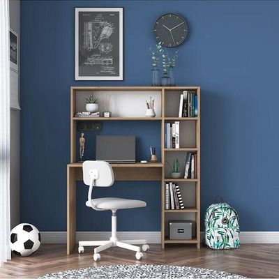 Computer Desk With Bookshelf And Shelves Walnut