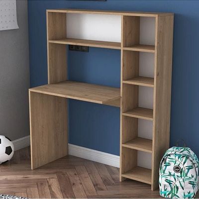 Computer Desk With Bookshelf And Shelves Walnut