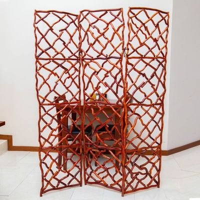 Flexible Panel Folding Room Divider Brown