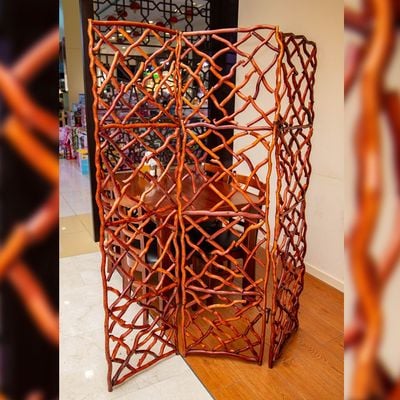 Flexible Panel Folding Room Divider Brown