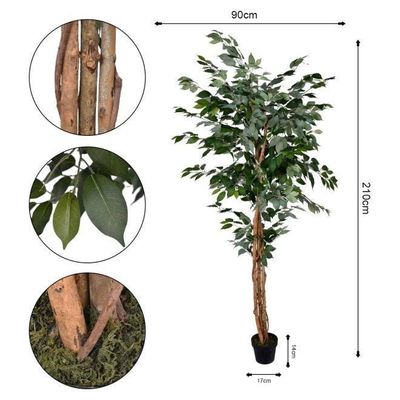 Artificial Ficus Tree Green/Brown/Black 210x90cm