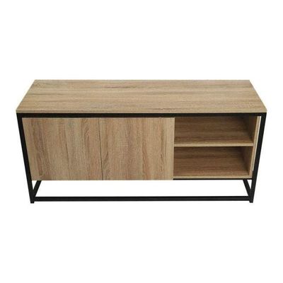 3-Section Wooden Storage Cabinet Beige/Black 120x55.5x40cm