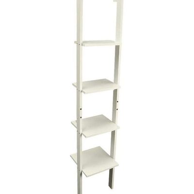 4 Tier Wooden Ladder Wall Shelf Unit White 35x163x45cm