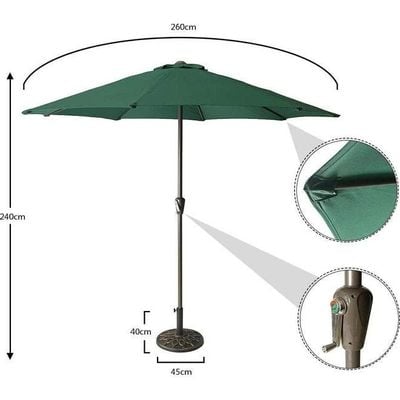 Waterproof Umbrella Parasol With Metal Base Green 240cm Waterproof Umbrella Parasol With Metal Base Green 240cm