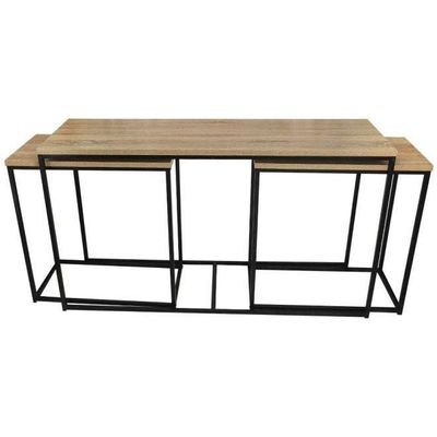 3-Piece Nesting Coffee Table Set Brown/Black 150x45x86cm