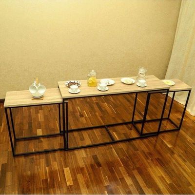 3-Piece Nesting Coffee Table Set Brown/Black 150x45x86cm