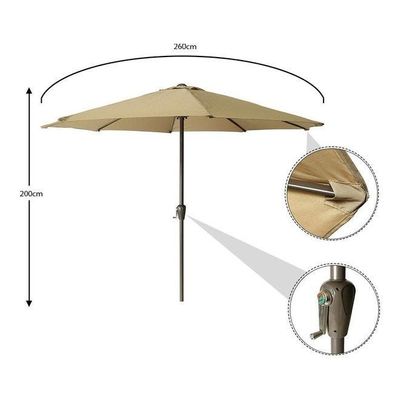 Garden Pole Umbrella with UV Protection and Fade-Resistant Fabric Brown 260x200cm